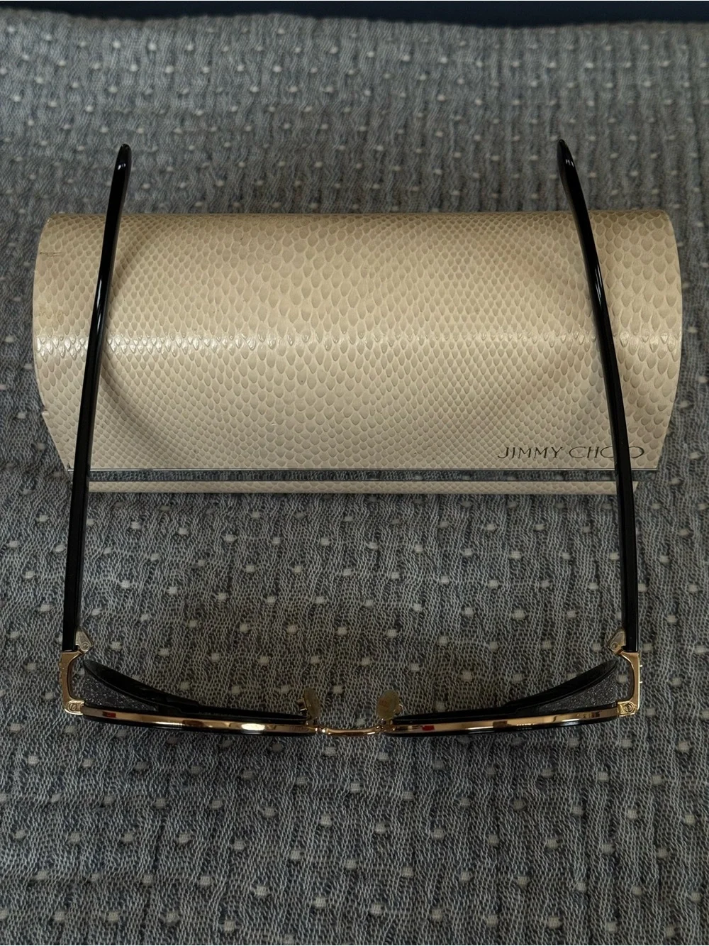 Jimmy Choo Andie Black and Gold Round Sunglasses
